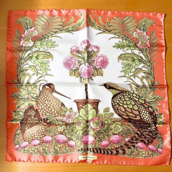 Ferragamo silk pheasant small scarf EUC - Picture 1 of 7